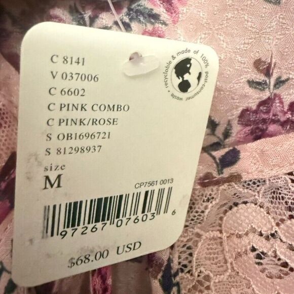 Free People Take It Away Floral Sleeveless Bodysuit Women M Pink‎ Boho Lace NWT - Picture 5 of 12